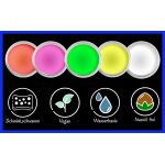 Premium Aquaschminke UV Weiß 14 g mit passendem Schminkschwamm – wasseraktivierbare Gesichtsfarbe mit hoher Deckkraft für Halloween Make-up, Karneval, Fasching, Cosplay, Theater, Bühne, Gothic Look, Totenkopf, Skelett, Zombie, Hexe, Vampir, Teufel, Horror