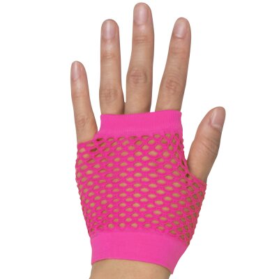Netzhandschuhe kurz Neon Pink fingerlos