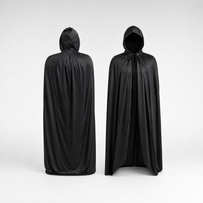 Schwarzer Halloween Umhang mit Kapuze – 100%...