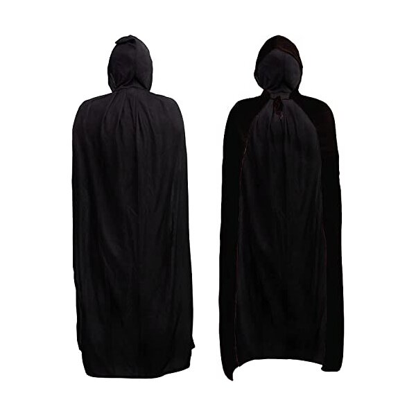 Halloween Umhang S (100cm) Schwarz mit Kapuze für Vampire, Larp, Cosplay ...