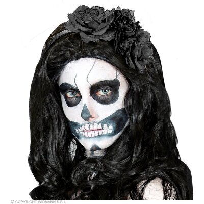 Haarreif mit 3 schwarzen Rosen und Glitter