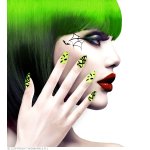 Set von 12 selbstklebenden Fingernägeln – Neon Fledermaus