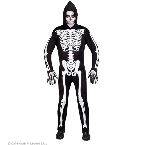 Kostüm Skelett (Overall mit Kapuze)