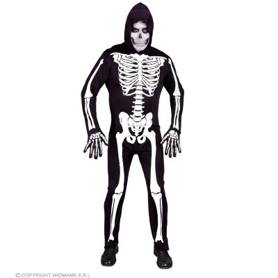 Kostüm Skelett (Overall mit Kapuze)