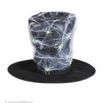 Maxi Zylinderhut mit Spinnenweben & Spinnen Glow in the Dark
