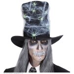 Maxi Zylinderhut mit Spinnenweben & Spinnen Glow in the Dark