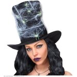 Maxi Zylinderhut mit Spinnenweben & Spinnen Glow in the Dark