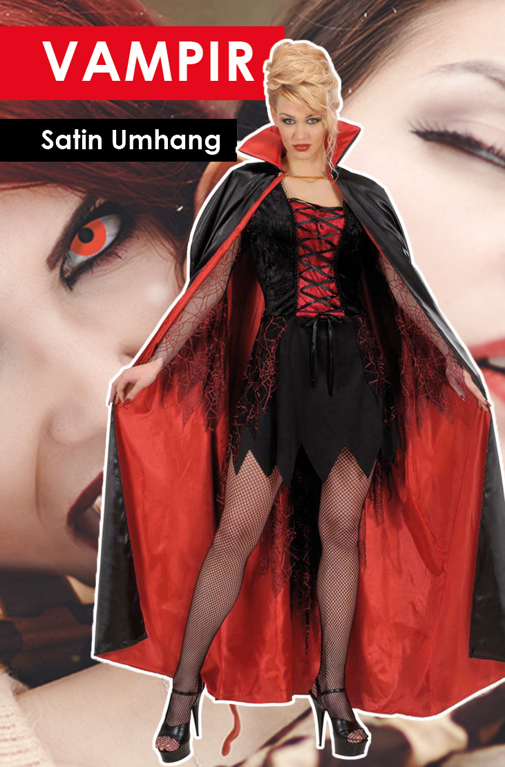 Kostuem-Umhang-Luxus-Satin-rot-schwarz-148-cm-Vampir